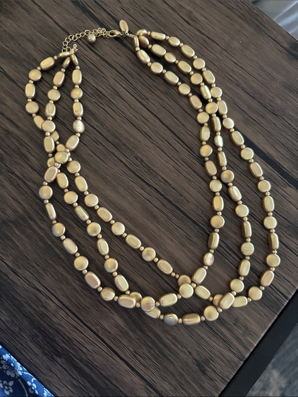 George Gold Triple-Strand Beaded Necklace